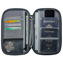 RFID Travel Wallet, Document Organizer and Passport Holder, 10 x 6â€ - Grey