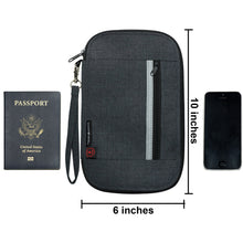 RFID Travel Wallet, Document Organizer and Passport Holder, 10 x 6â€ - Black