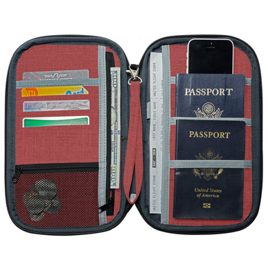 RFID Travel Wallet, Document Organizer and Passport Holder, 10 x 6â€ - Rustic