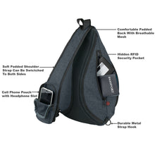 Versatile Canvas Sling Bag Backpack with RFID Security Pocket and Multi Compartments - Black