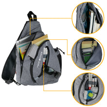 Versatile Canvas Sling Bag Backpack with RFID Security Pocket and Multi Compartments - Gray