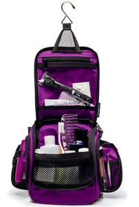 Compact Hanging Toiletry Bag & Organizer Water Resistant with Mesh Pockets and Sturdy Hook - Purple