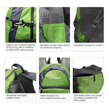 Foldable Nylon Backpack/Daypack with Security Zippers, 20L, Green